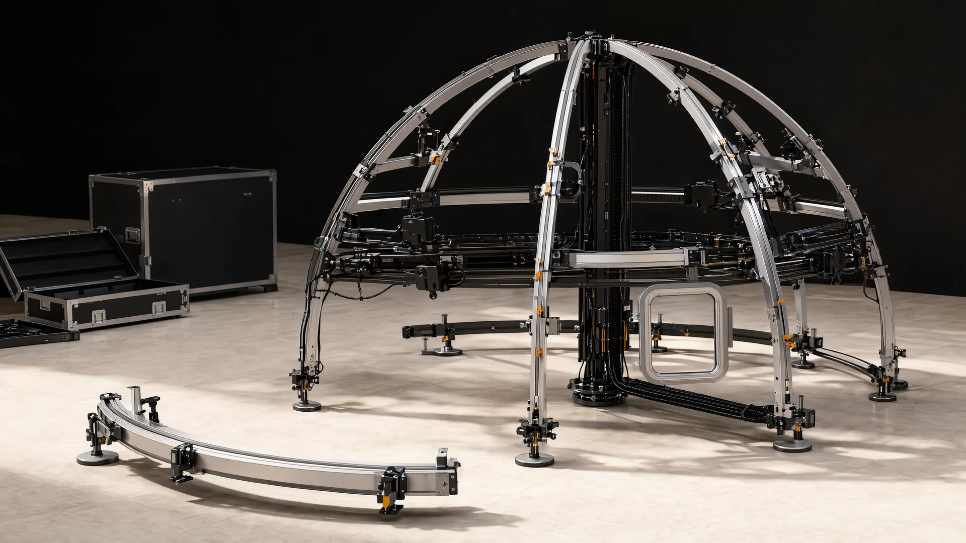 A camera array succeeds when the frame disappears from the crew's problems. Representative StelMount structure
