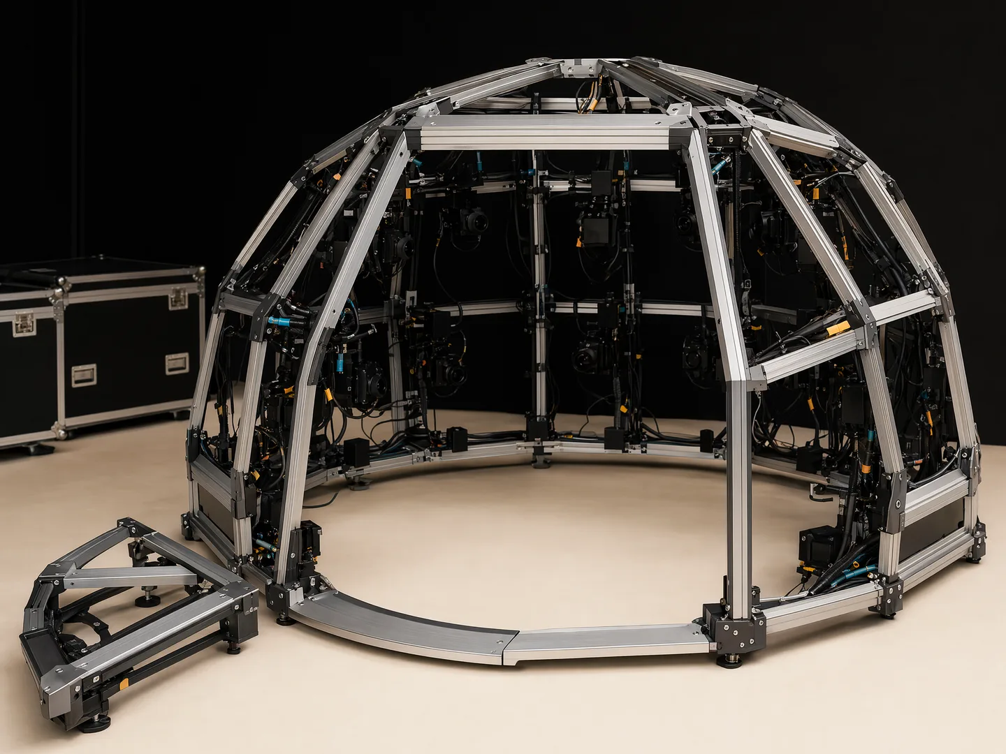 Representative quick-open service bay in a modular dome