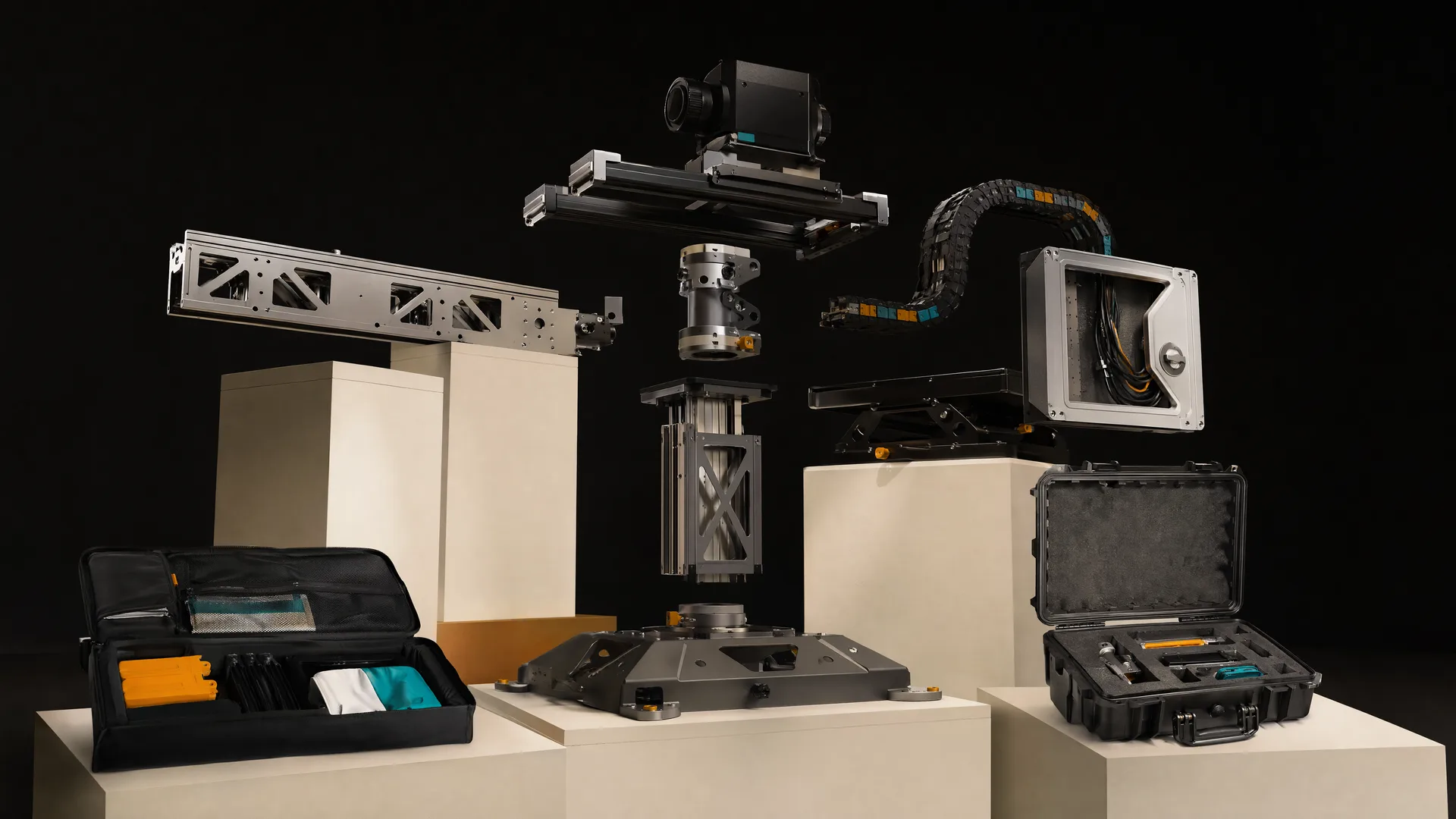 Representative exploded physical arrangement of camera-array modules